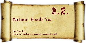 Malmer Roxána névjegykártya